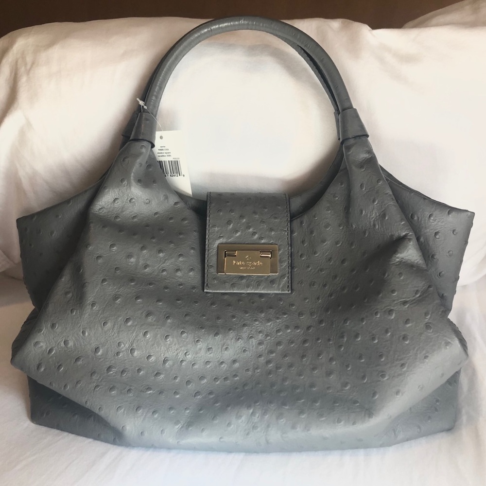 Gray Kate Spade Ostrich Bag